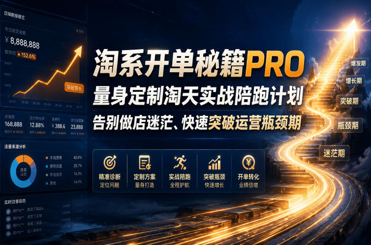 淘系开单秘籍PRO，量身定制淘天实战陪跑计划，告别做店迷茫、快速突破运营瓶颈期(2026年6月22日)-创业信息网