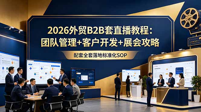 2026外贸B2B套直播教程:团队管理+客户开发+展会攻略,配套全套落地标准化SOP