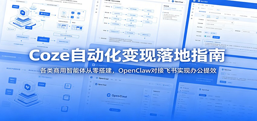 Coze自动化变现落地指南：各类商用智能体从零搭建，OpenClaw对接飞书实现办公提效-创业信息网