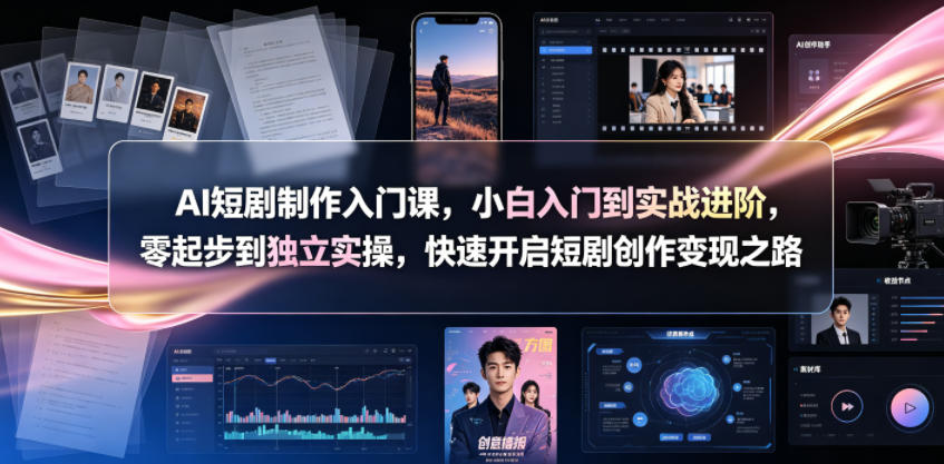 AI短剧制作入门课，小白入门到实战进阶，零起步到独立实操，快速开启短剧创作变现之路-创业信息网