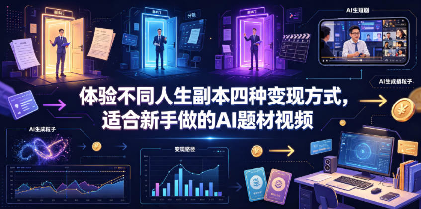 体验不同人生副本四种变现方式，适合新手做的AI题材视频-创业信息网