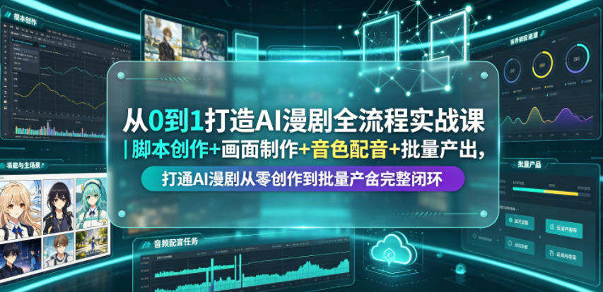 从0到1打造AI漫剧全流程实战课｜脚本创作+画面制作+音色配音+批量产出，打通AI漫剧从零创作到批量量产完整闭环-创业信息网