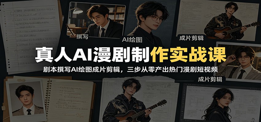 真人AI漫剧制作实战课：剧本撰写AI绘图成片剪辑，三步从零产出热门漫剧短视频-创业信息网