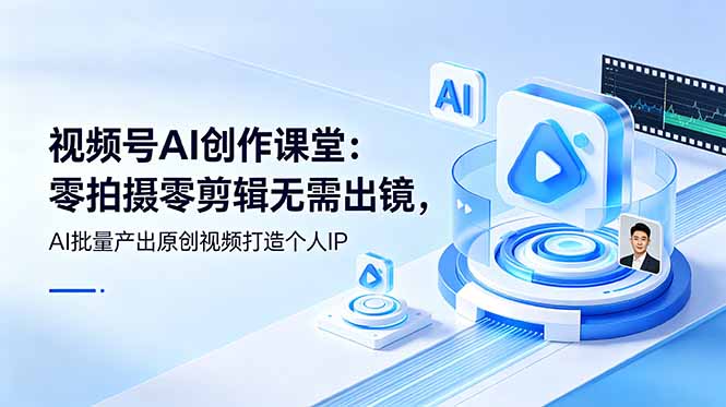 视频号AI创作课堂:零拍摄零剪辑无需出镜,AI批量产出原创视频打造个人IP