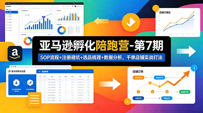 亚马逊孵化陪跑营-第7期:SOP流程+注册避坑+选品梳理+数据分析,千单店铺实战打法(更新0625