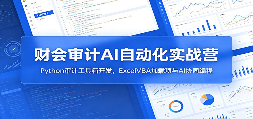财会审计AI自动化实战营：Python审计工具箱开发，ExcelVBA加载项与AI协同编程-创业信息网