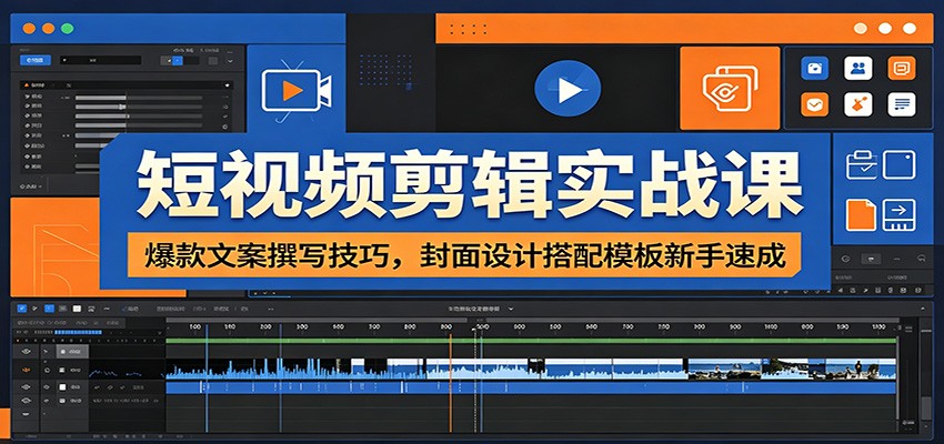 短视频剪辑实战课：爆款文案撰写技巧，封面设计搭配模板新手速成-创业信息网