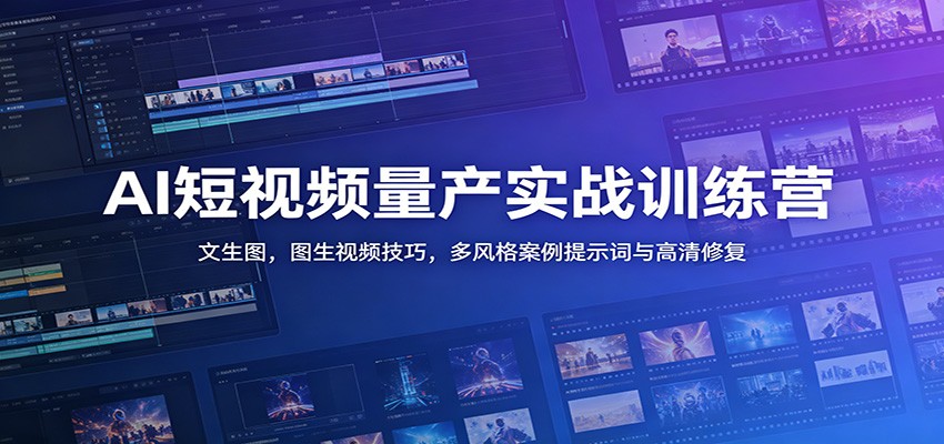 AI短视频量产实战训练营：文生图，图生视频技巧，多风格案例提示词与高清修复-创业信息网