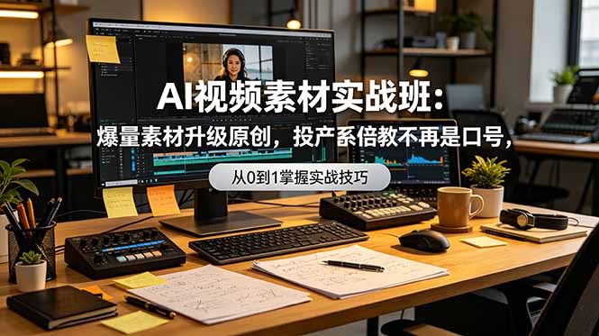 AI视频素材实战班:爆量素材升级原创,投产翻倍不再是口号,0-1系统教学实战落地