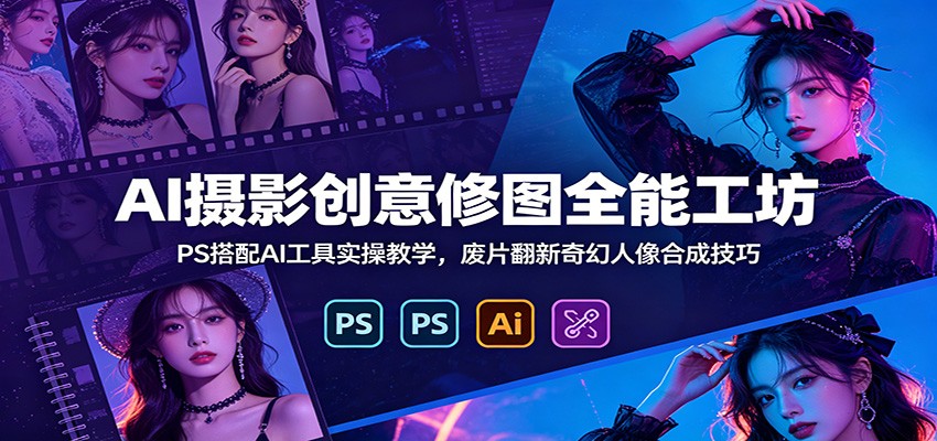 AI摄影创意修图全能工坊：PS搭配AI工具实操教学，废片翻新奇幻人像合成技巧-创业信息网