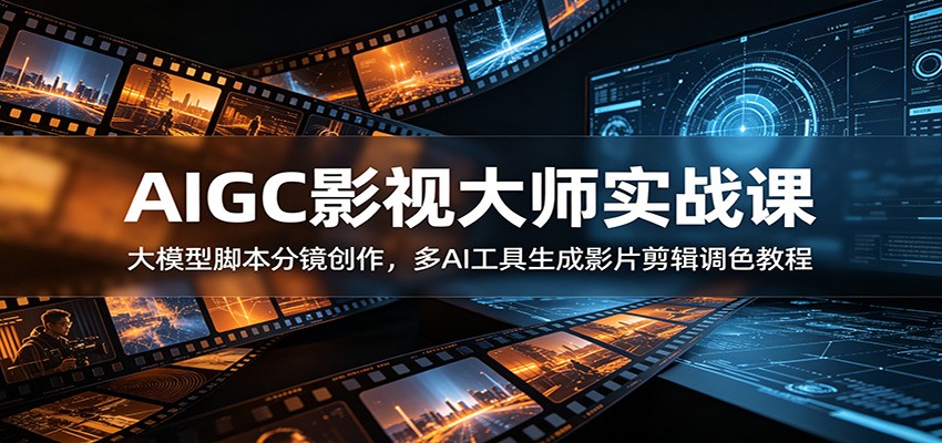 AIGC影视大师实战课：大模型脚本分镜创作，多AI工具生成影片剪辑调色教程-创业信息网