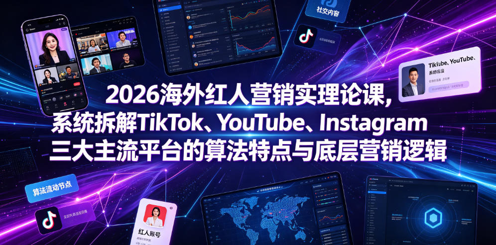 2026海外红人营销实理论课，系统拆解TikTok、YouTube、Instagram三大主流平台的算法特点与底层营销逻辑-创业信息网