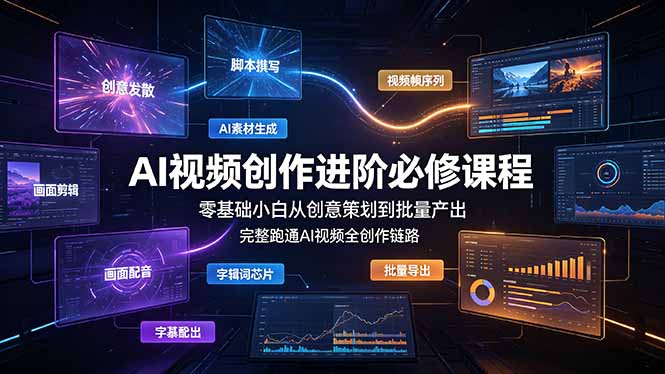 AI视频创作进阶必修课程:零基础小白从创意策划到批量产出,完整跑通AI视频全创作链路