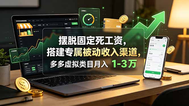摆脱固定死工资，搭建专属被动收入渠道，多多虚拟类目月入 1-3 万-创业信息网