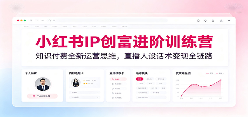 小红书IP创富进阶训练营：知识付费全新运营思维，直播人设话术变现全链路-创业信息网