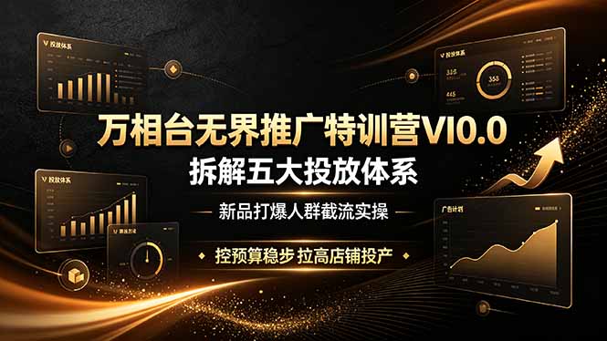 万相台无界推广特训营VI0.0,拆解五大投放体系,新品打爆人群截流实操,控预算稳步拉高店铺投产