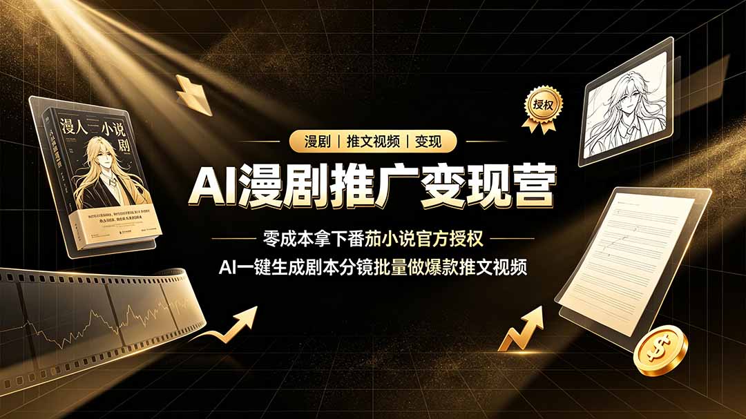 AI漫剧推广变现营，零成本拿下番茄小说官方授权，AI一键生成剧本分镜批量做爆款推文视频-创业信息网