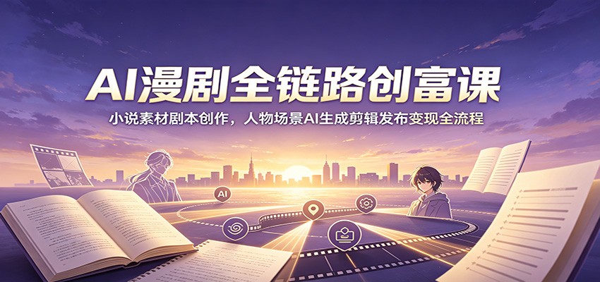 AI漫剧全链路创富课：小说素材剧本创作，人物场景AI生成剪辑发布变现全流程-创业信息网