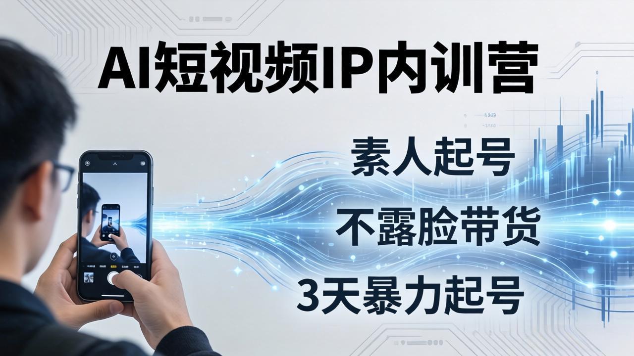 2026AI短视频IP内训营-更新:从素人起号到不露脸带货,3天暴力起号全流程拆解
