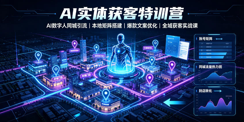 AI实体获客特训营｜AI数字人同城引流、本地矩阵搭建、爆款文案优化全域获客实战课-创业信息网