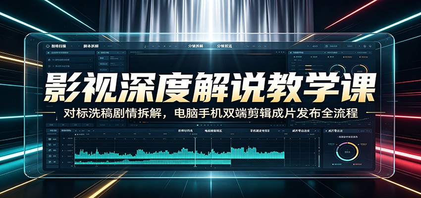 影视深度解说教学课：对标洗稿剧情拆解，电脑手机双端剪辑成片发布全流程-创业信息网
