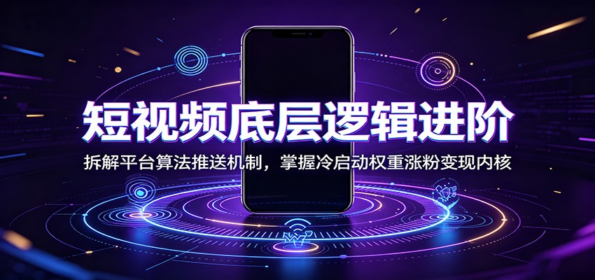 短视频底层逻辑进阶：拆解平台算法推送机制，掌握冷启动权重涨粉变现内核-创业信息网