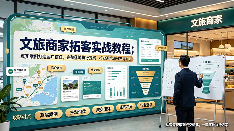 文旅商家拓客实战教程;真实案例打造客户信任,完整落地执行方案,行业避坑账号布局心法-创业信息网