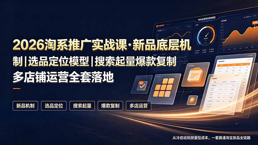 2026淘系推广实战课·新品底层机制|选品定位模型|搜索起量爆款复制多店铺运营全套落地教程