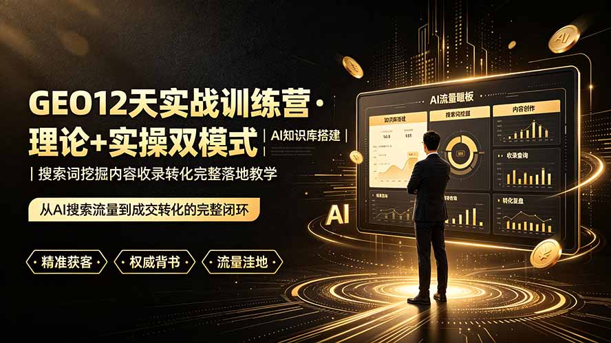 GEO12天实战训练营·理论+实操双模式|AI知识库搭建|搜索词挖掘内容收录转化完整落地教学-创业信息网