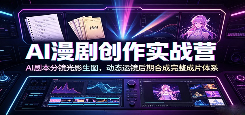 AI漫剧创作实战营：AI剧本分镜光影生图，动态运镜后期合成完整成片体系-创业信息网
