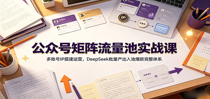 公众号矩阵流量池实战课：多账号IP搭建运营，DeepSeek批量产出入池爆款完整体系-创业信息网