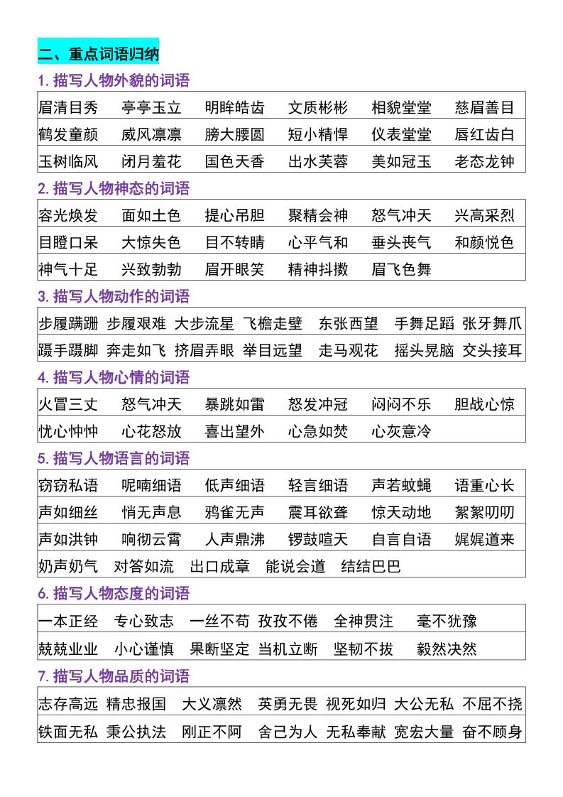 四年级上册语文重点整理归纳