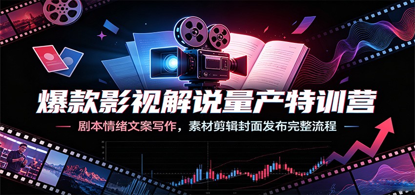 爆款影视解说量产特训营:剧本情绪文案写作,素材剪辑封面发布完整流程-创业信息网