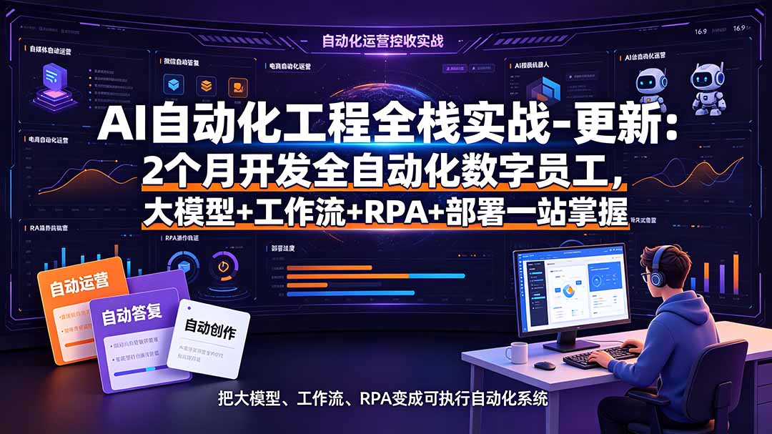 AI自动化工程全栈实战-更新:2个月开发全自动化数字员工,大模型+工作流+RPA+部署一站式掌握-创业信息网