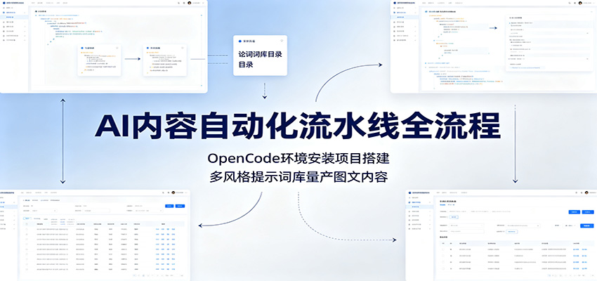 AI内容自动化流水线全流程:OpenCode环境安装项目搭建,多风格提示词库量产图文内容-创业信息网