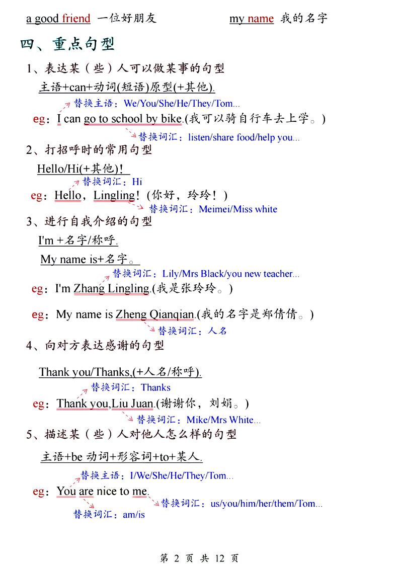 26秋三年级英语上册重点知识点汇总（暑假预习）
