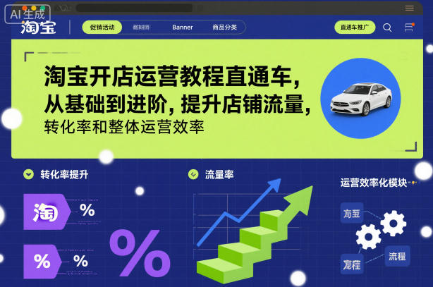 淘宝开店运营教程直通车，从基础到进阶，提升店铺流量，转化率和整体运营效率(更新26年07月11日)-创业信息网
