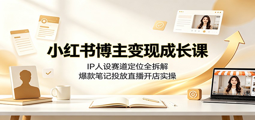 小红书博主变现成长课：IP人设赛道定位全拆解，爆款笔记投放直播开店实操-创业信息网