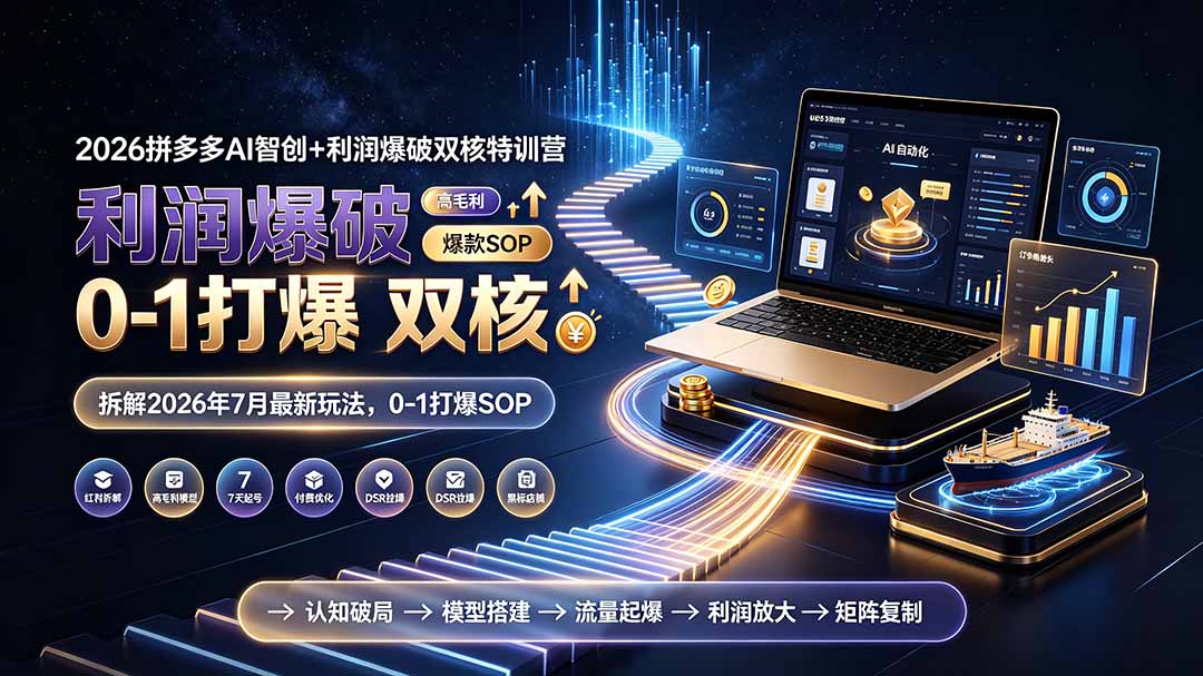 2026拼多多AI智创+利润爆破双核特训营-拆解2026年7月最新玩法,0-1打爆SOP