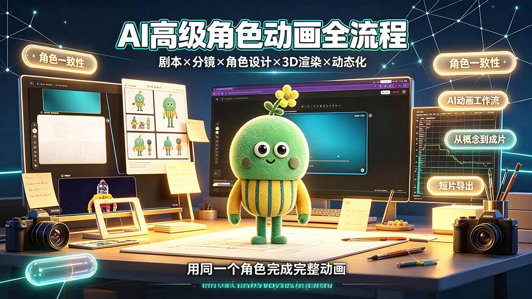 AI高级角色动画全流程:剧本×分镜×角色设计×3D渲染×动态化,从概念到成片一站式教学-创业信息网