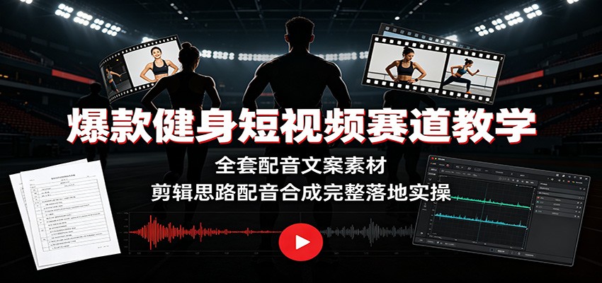 爆款健身短视频赛道教学:全套配音文案素材,剪辑思路配音合成完整落地实操-创业信息网