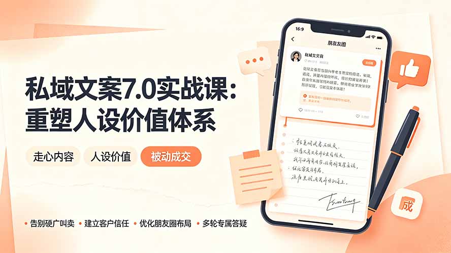 私域文案实战课7.0:重塑人设价值体系|-告别硬广推销×走心内容×自我价值塑造,实现被动成交-创业信息网