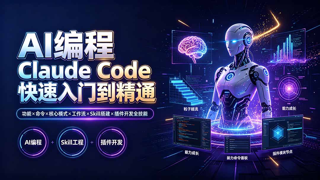 AI编程 Claude Code快速入门到精通：功能×命令×核心模式×工作流×Skill搭建×插件开发全技能-创业信息网