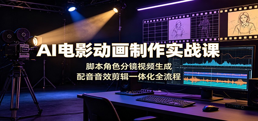 AI电影动画制作实战课：脚本角色分镜视频生成，配音音效剪辑一体化全流程-创业信息网