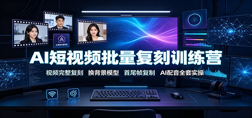 AI短视频批量复刻训练营：视频完整复刻，换背景模型、首尾帧复制、AI配音全套实操-创业信息网