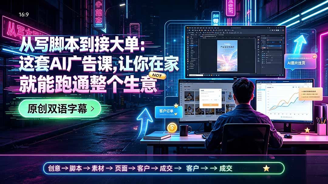 从写脚本到接大单:这套AI广告课,让你在家就能跑通整个生意【原创双语字幕】