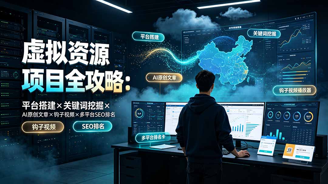 虚拟资源项目全攻略:平台搭建×关键词挖掘×AI原创文章×钩子视频×多平台SEO排名-创业信息网