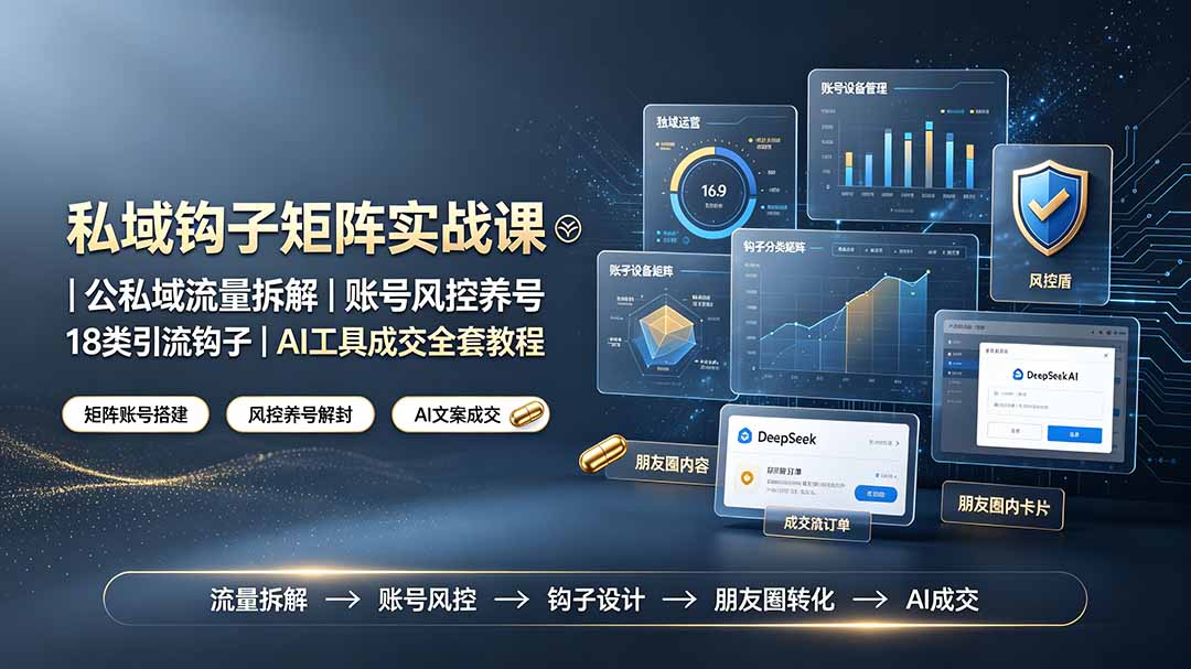 私域钩子矩阵实战课〓公私域流量拆解|账号风控养号|18类引流钩子|AI工具成交全套教程-创业信息网