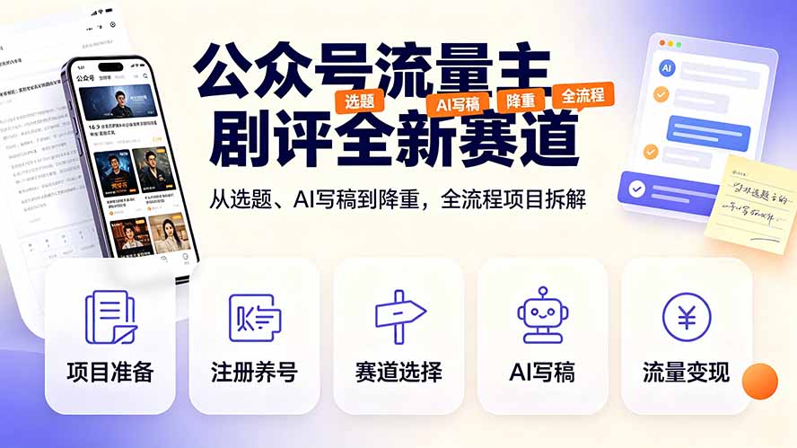 公众号流量主剧评全新赛道,从选题、AI写稿到降重,全流程项目拆解-创业信息网