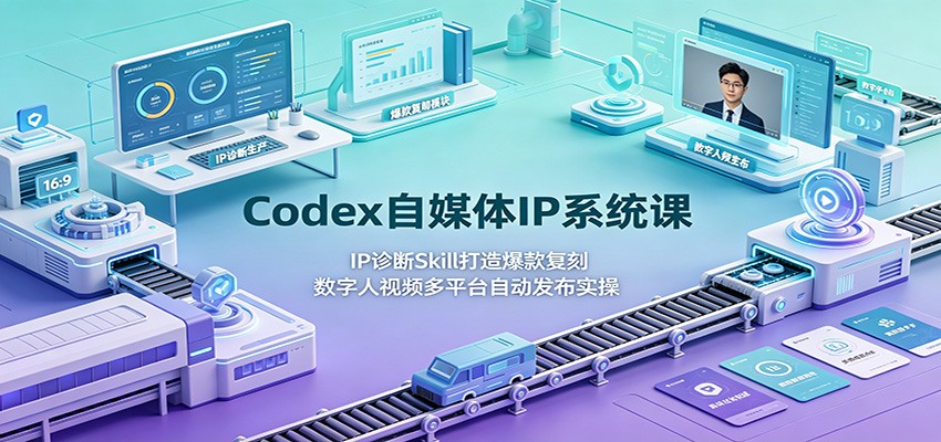 Codex自媒体IP系统课:IP诊断Skill打造爆款复刻,数字人视频多平台自动发布实操-创业信息网